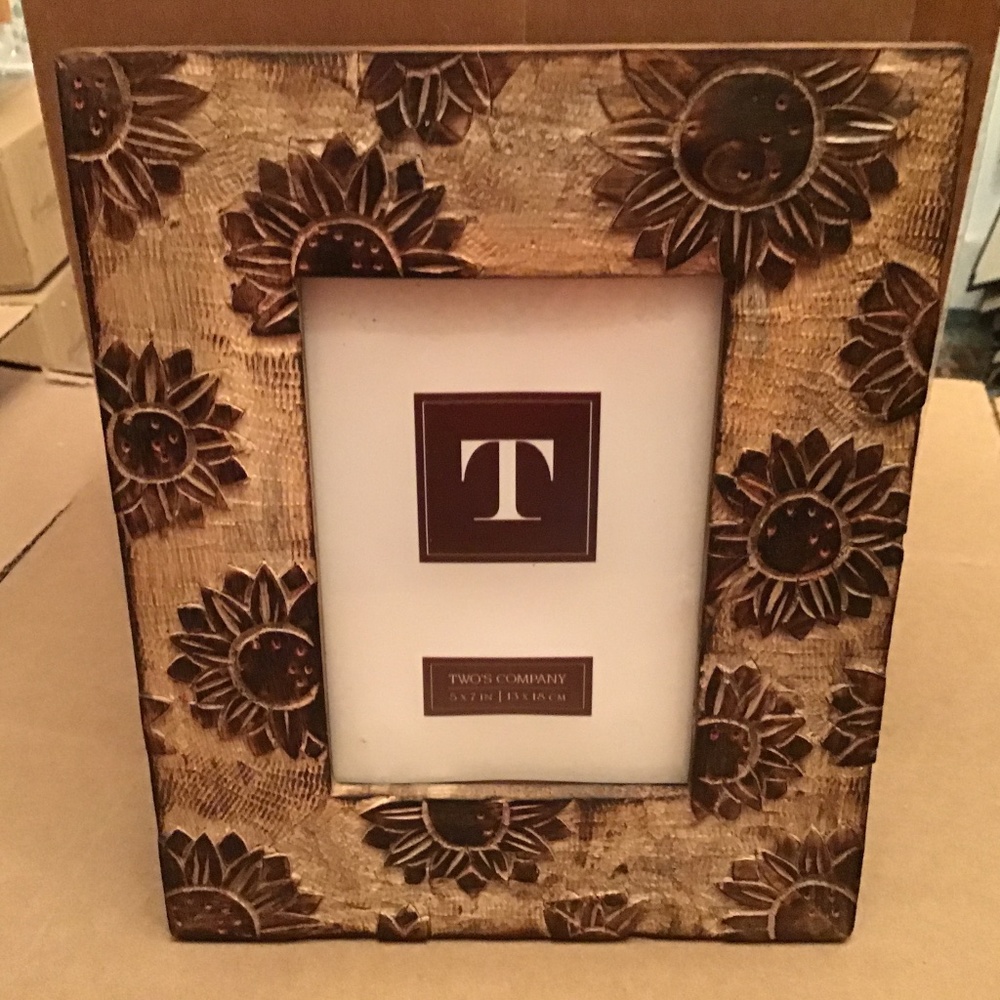 New Picture Frame Wood with Sunflower Pattern